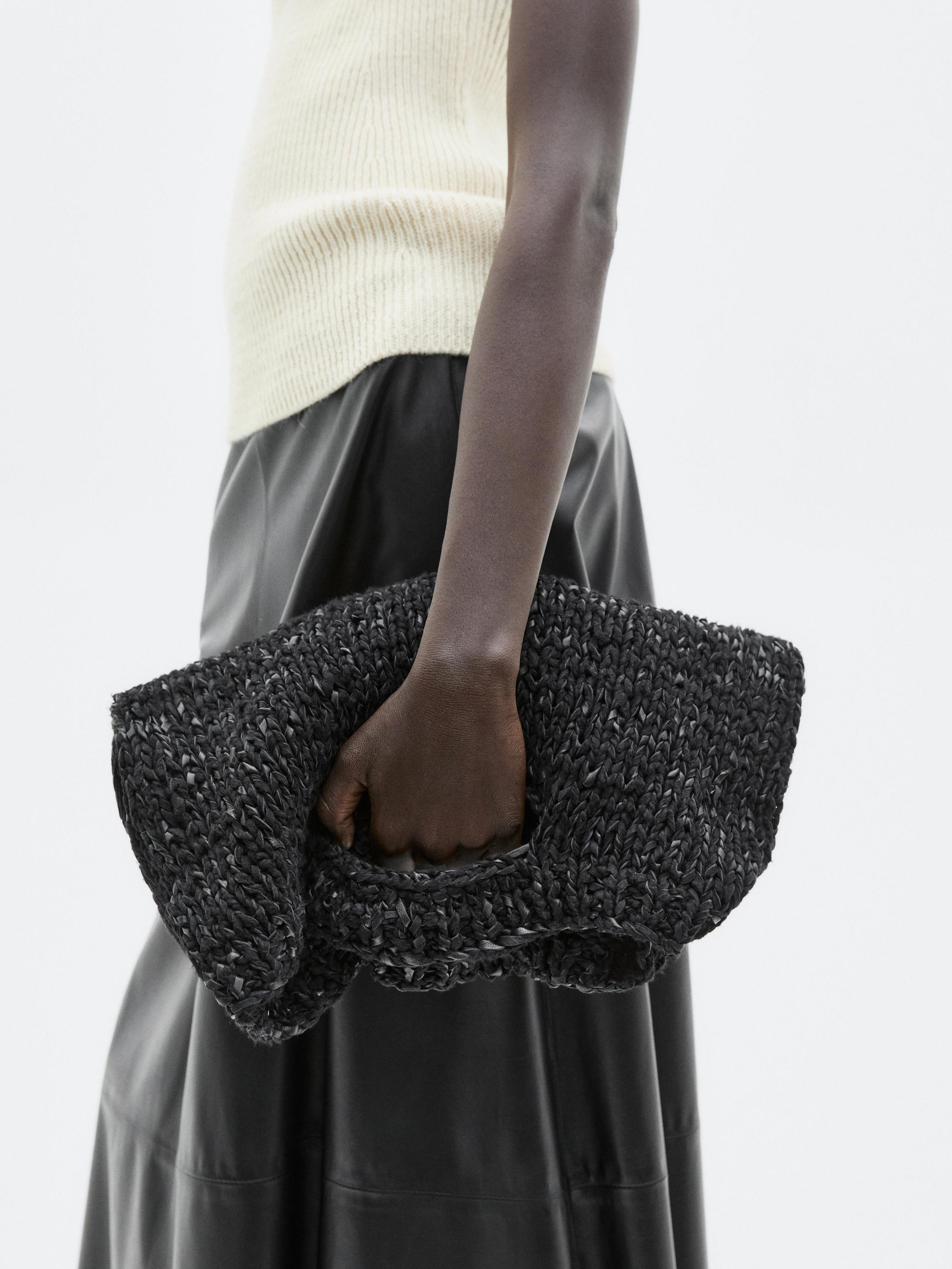 Large crochet knit leather bag - LIMITED